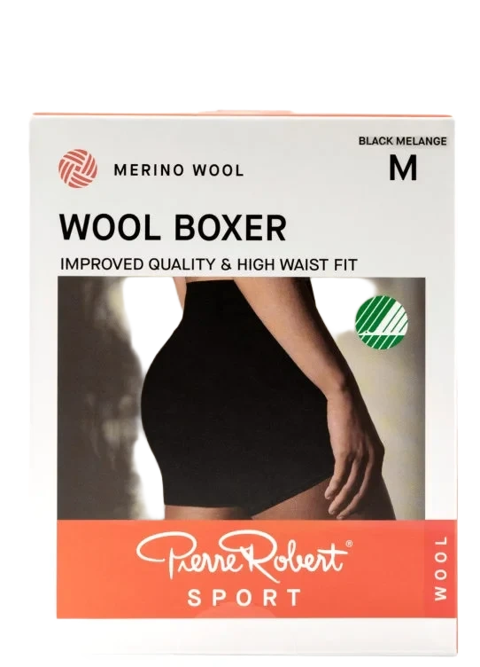 Boxer Wool Sport Black Melange S Pierre-Robert