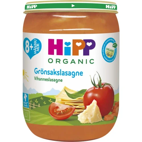 Hipp Grønnsakslasagne 8m 190g