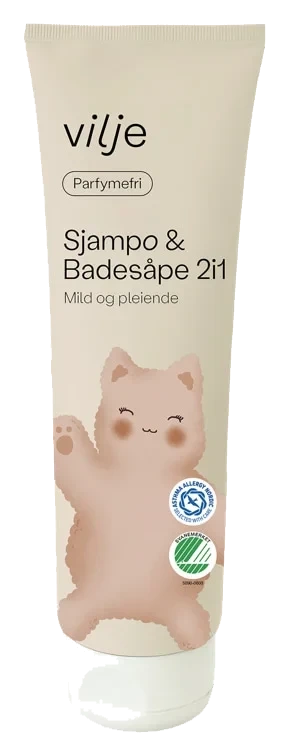 Sjampo&badesåpe 2i1 Parfymefri 250ml Vilje