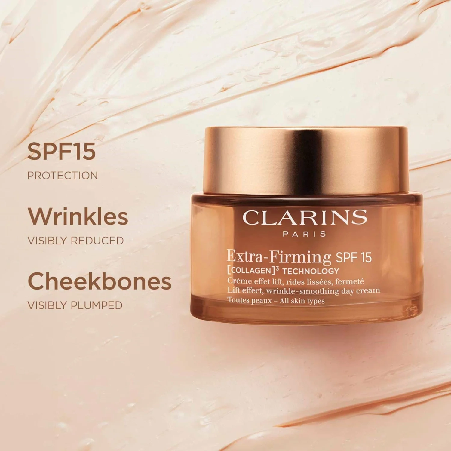 Clarins Extra-Firming Lift Effect, Wrinkle-Smoothing Day Cream All Skin Types SPF15 50 ml