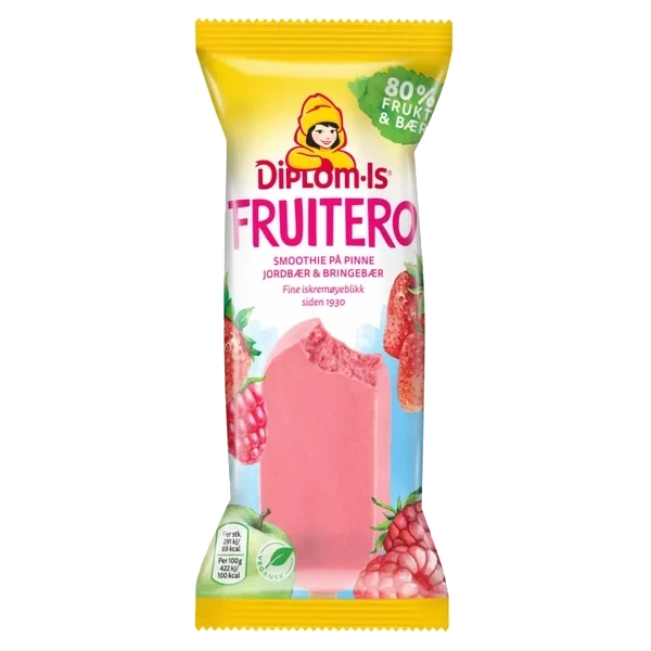 Fruitero Jordbær Bringebær 80ml Eske 20stk