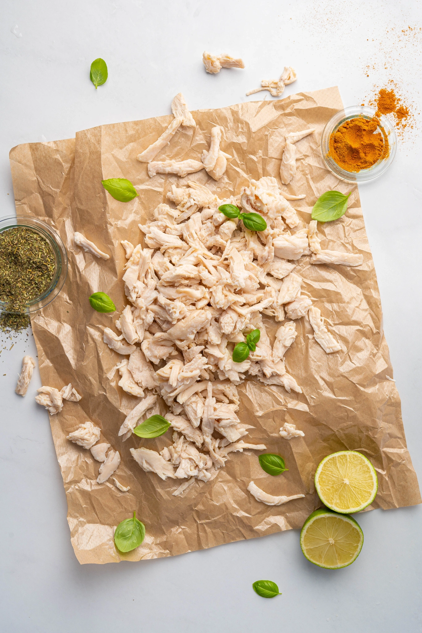 Steamed shredded chicken