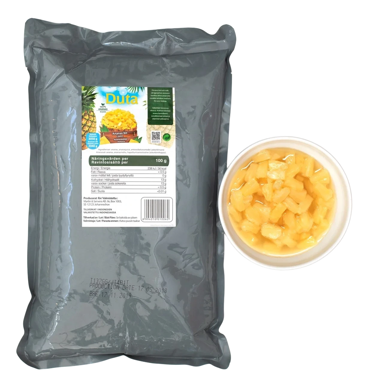 Ananas bit juice påse