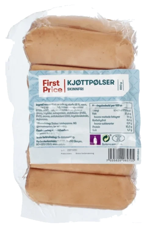 Kjøttpølse Skinnfri 880g First Price