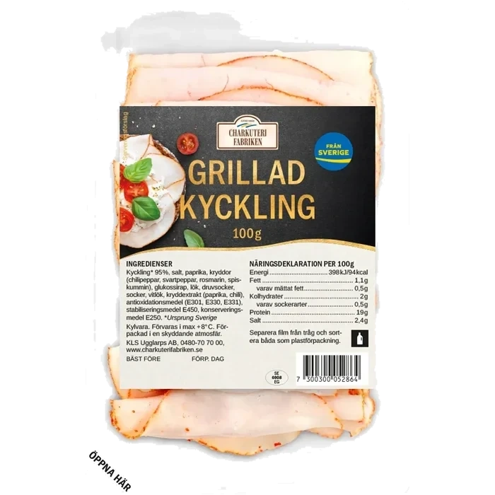 Kyckling Grillad Tunna skivor 100g Charkuterifabriken