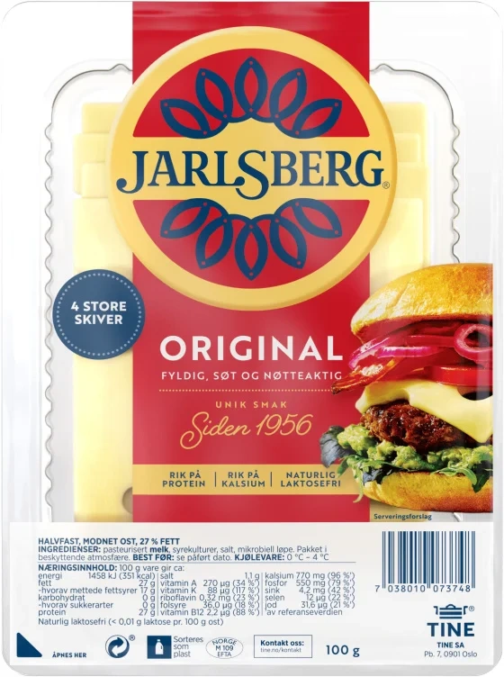 Jarlsberg Original Burgerost skivet 100g