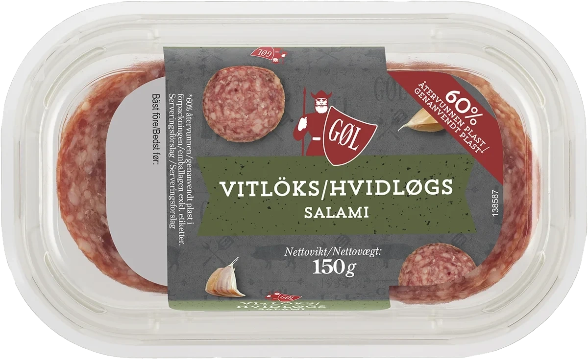 Vitlökssalami, skivad