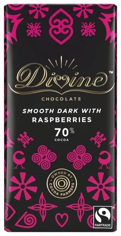 70% dark chocolate with raspberry    90g