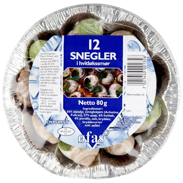 Øfas Snegler m/Hvitløksmør 85g