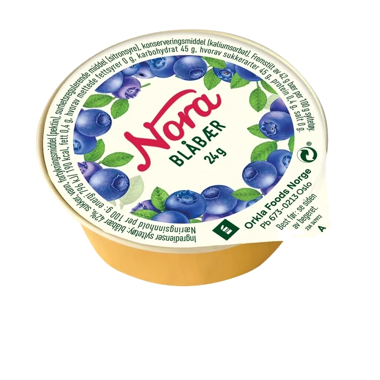 Blåbærsylt Porsj 24g Nora