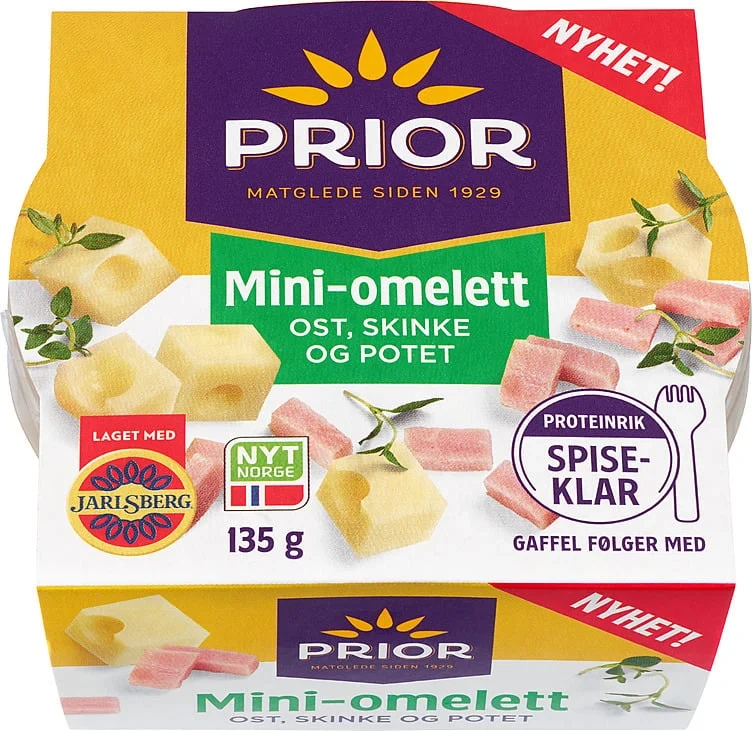 PRIOR Mini-omelett Ost, skinke og potet 135g