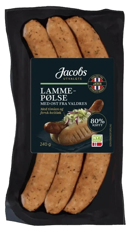 Lammepølse m/ost 240g Jacobs Utvalgte