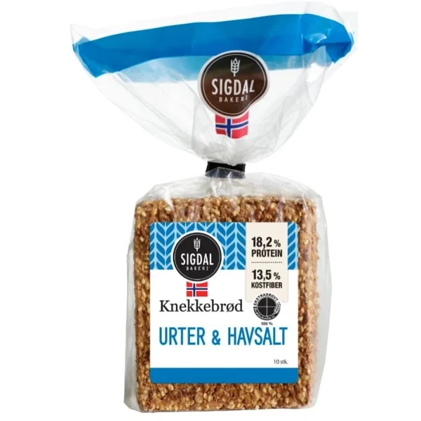 Knekkebrød Urter&havsalt 220g Sigdal