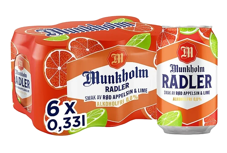 Munkholm Radler Rød Appelsin&Lime 0,33lx6 boks