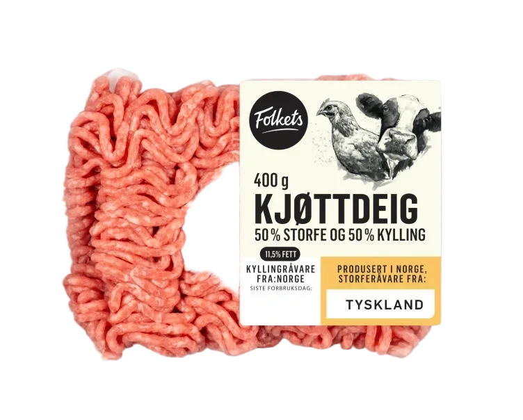 Kjøttdeig Kylling&Storfe 400g Folkets