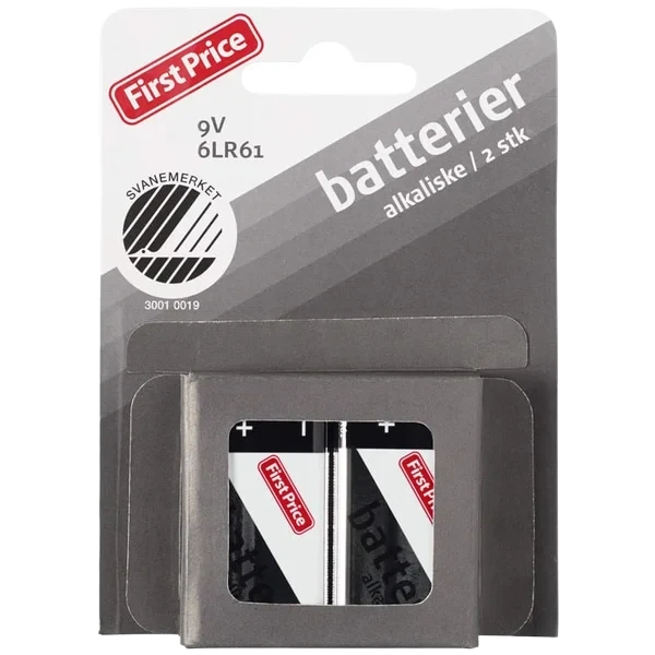 Batteri 9v 2stk First Price