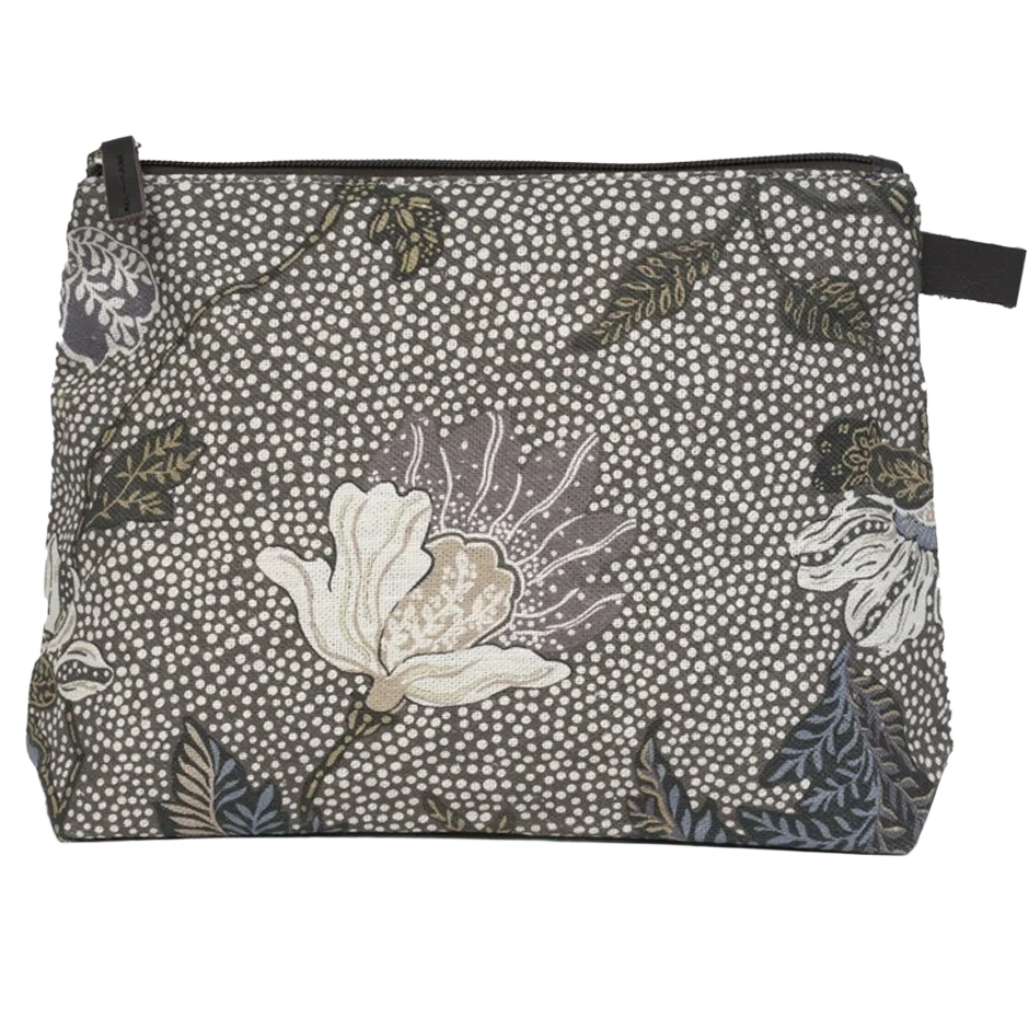 Ceannis Cosmetic Medium Khaki Flower Linen