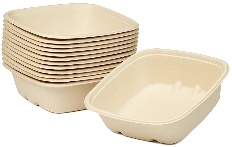 Skål Cube Firkant Bagasse Brun900ml