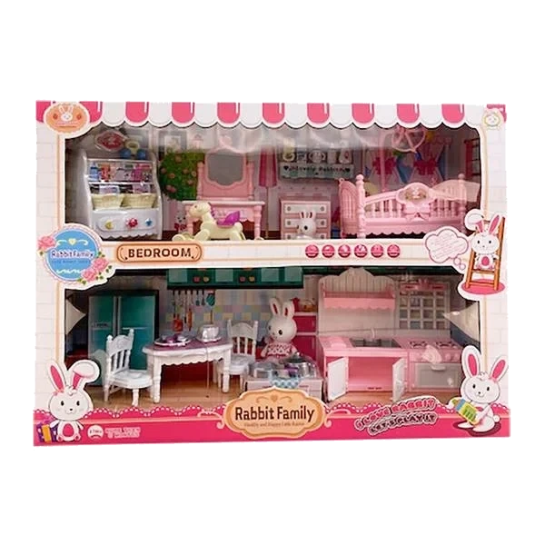 Cute Rabbit Play Set - Kitchen and Bedroom