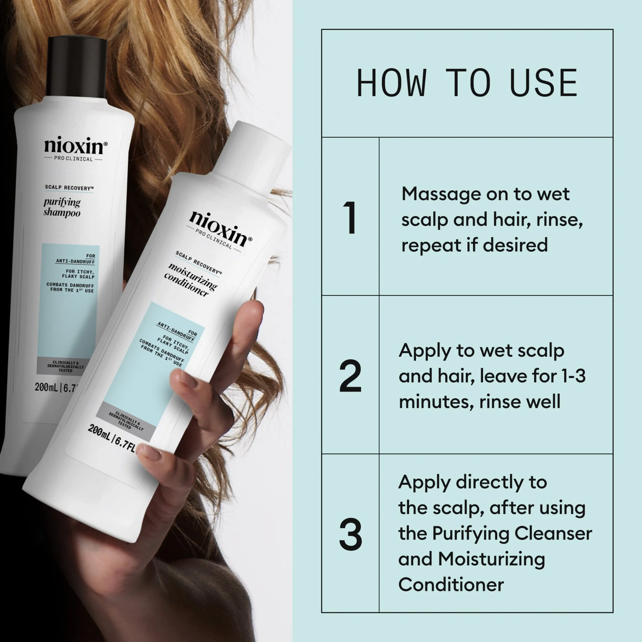 Nioxin Scalp Recovery System, 200 ml + 200 ml + 100 ml