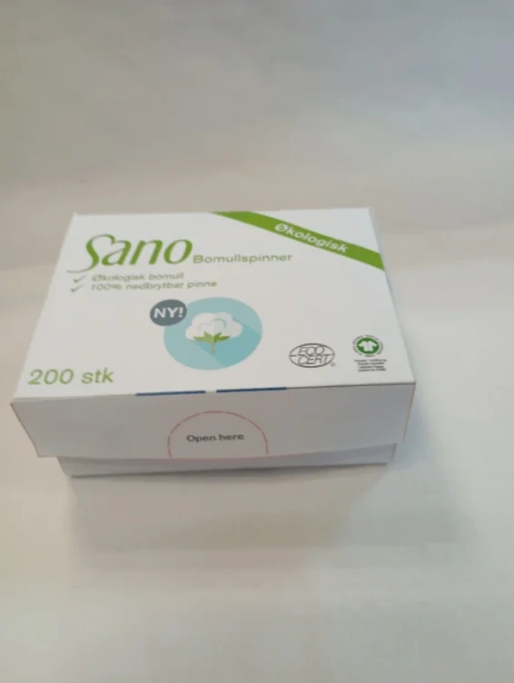 Sano Bomullspinner i Papir 200stk Økologisk