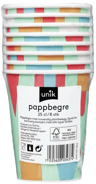 Pappbeger 25cl Barn Unik