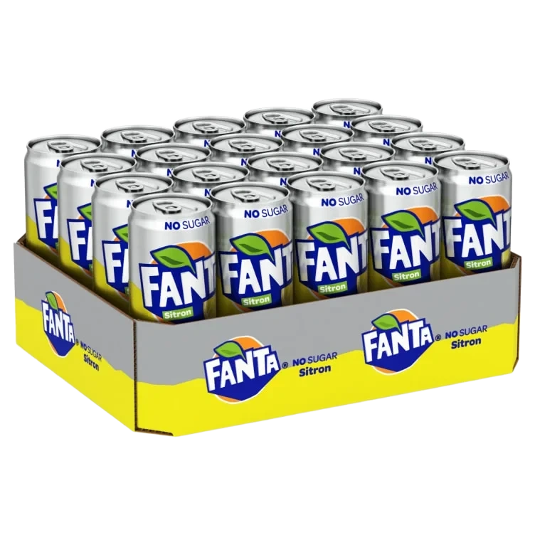 Fanta Lemon u/Sukker 0,33lbx Brett A 20stk