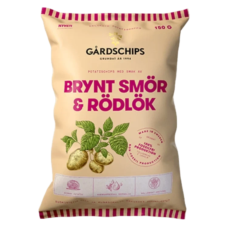 Gårdschips Brynt Smør&Rødløk 150g