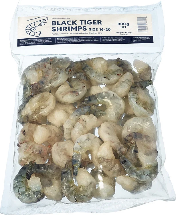 FIRST SEAFOOD AS Black Tiger Scampi Pd 16-20, 20% Glasering