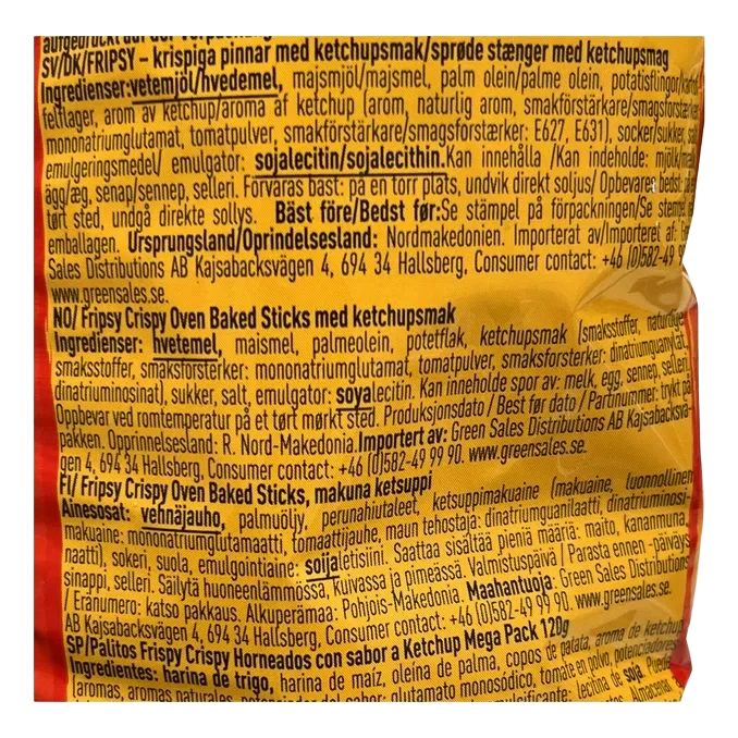 Pommes Snacks Ketchup
