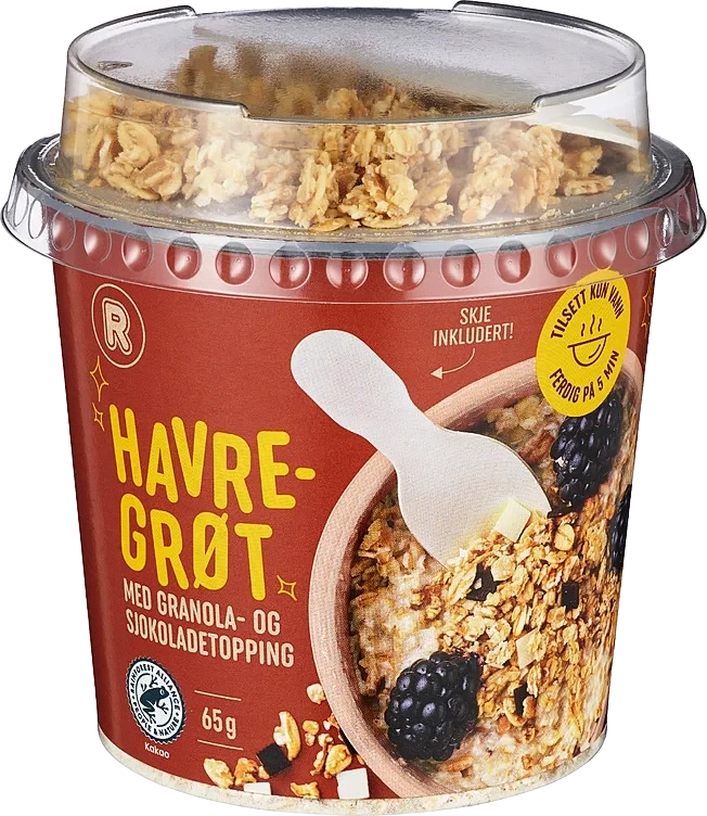 R Havregrøt m/granola & sjokoladetopping 65g