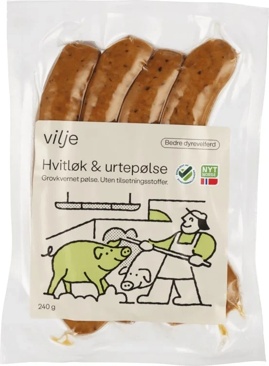 Pølse Hvitløk&urter 240g Vilje