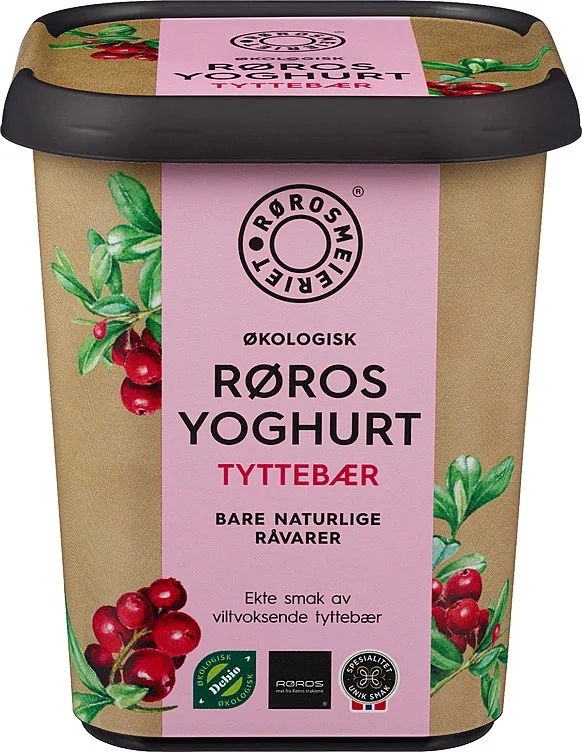 Røros yoghurt tyttebær beger, økol. 500g