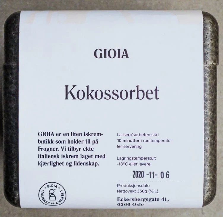 GIOIA AS Gioia Kokossorbet 0.5l 0.5l
