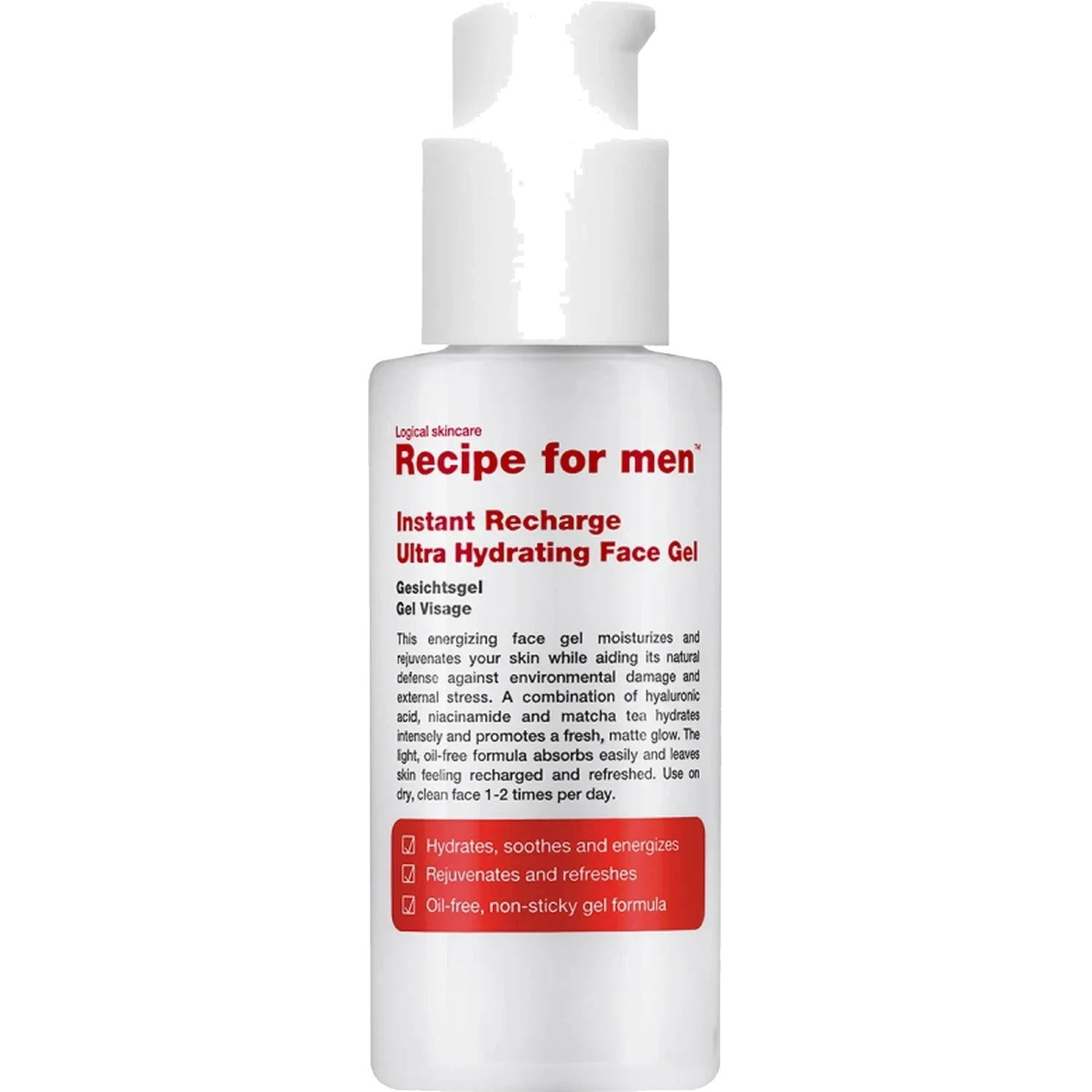Recipe for men Instant Recharge Ultra Hydrating Face Gel