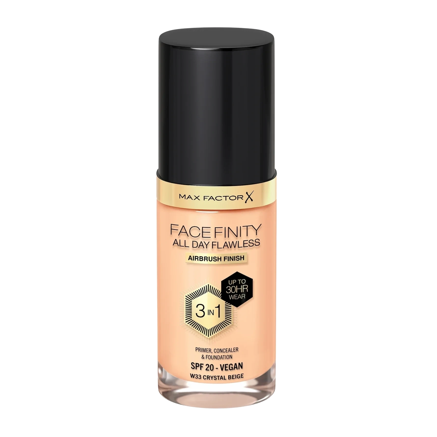 Max Factor Facefinity All Day Flawless 3-In-1 Foundation W33 Crystal Beige