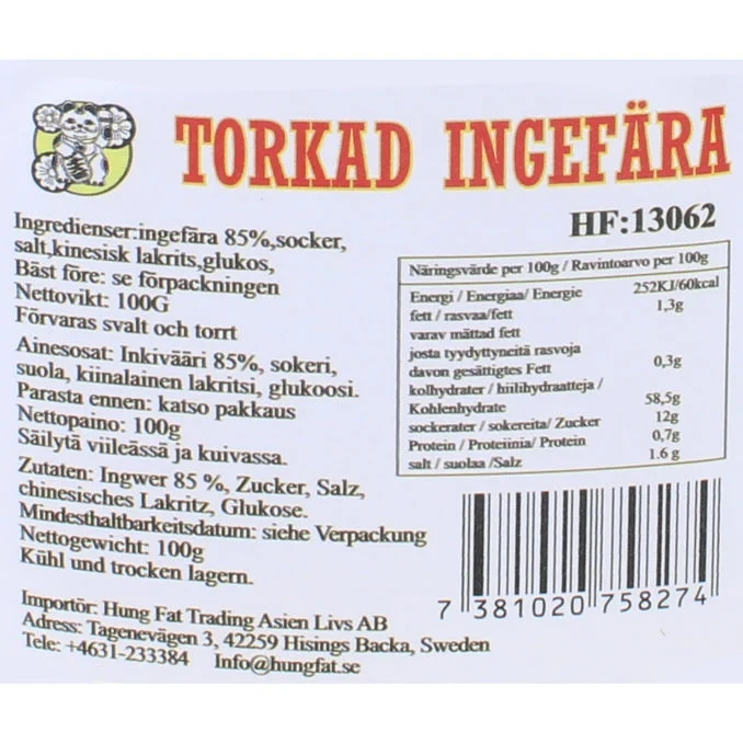 Torkad Ingefära