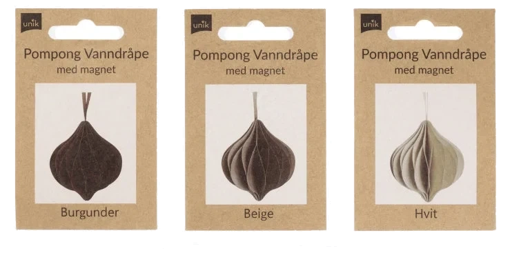Unik Julekuler Dråpe Pompong Hvit/Beige/Burgund