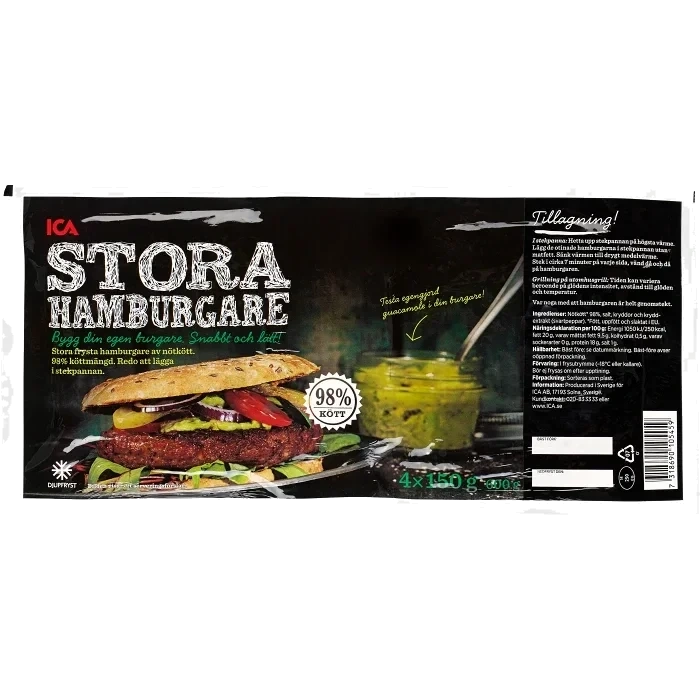 Hamburgare Fryst 4x150g 600g ICA