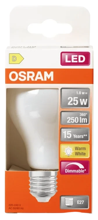 Lyspære Led Cl A 25 Matt Dim 827 E27 Osram