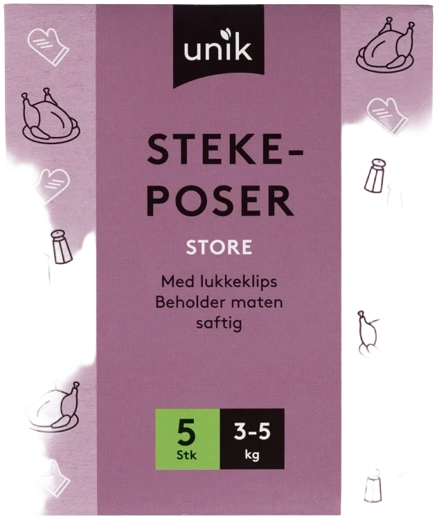 Stekeposer m/Lukkeklips 3-5kg 5stk Unik