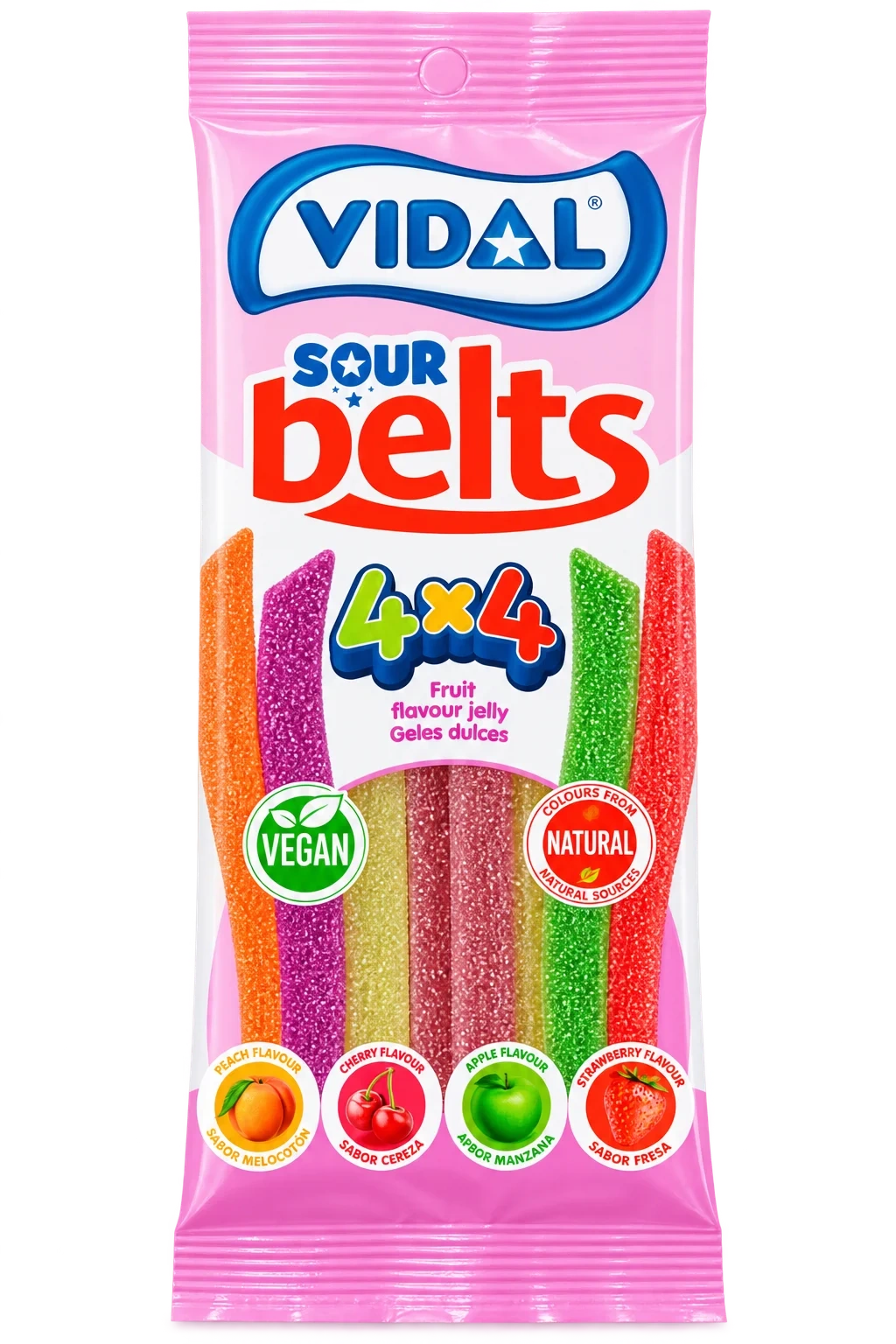 Vidal Sour Belts 4 Flavours X 4 Colours 90g