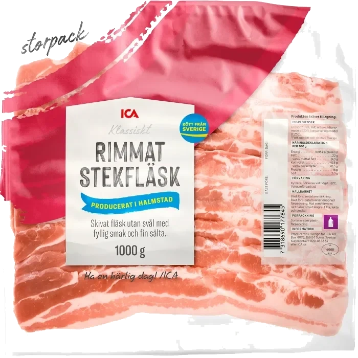 Stekfläsk Rimmat Skivat 1kg ICA