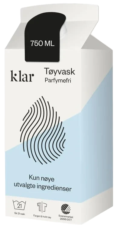 Klar Parfymefri Tøyvask 750ml