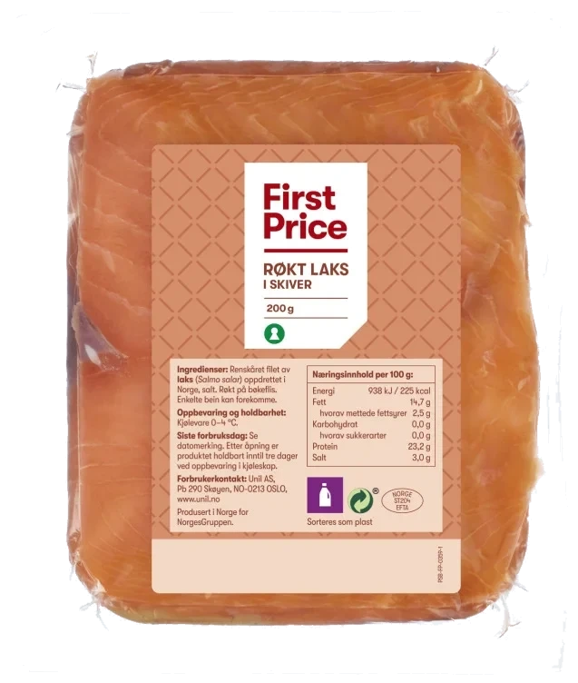 Laks Røkt skivet 200g First Price