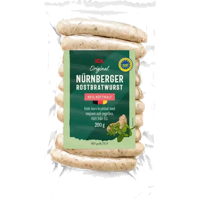 Korv Nürnberger 95% Kötthalt 200g ICA