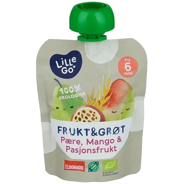Frukt&grøt Pære/mango Økol 6mnd 90g Lillego