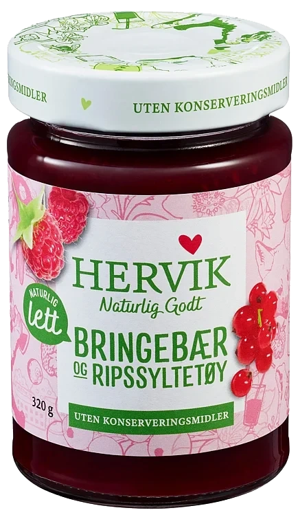 Lett bringebær/ripssyltetøy   320g