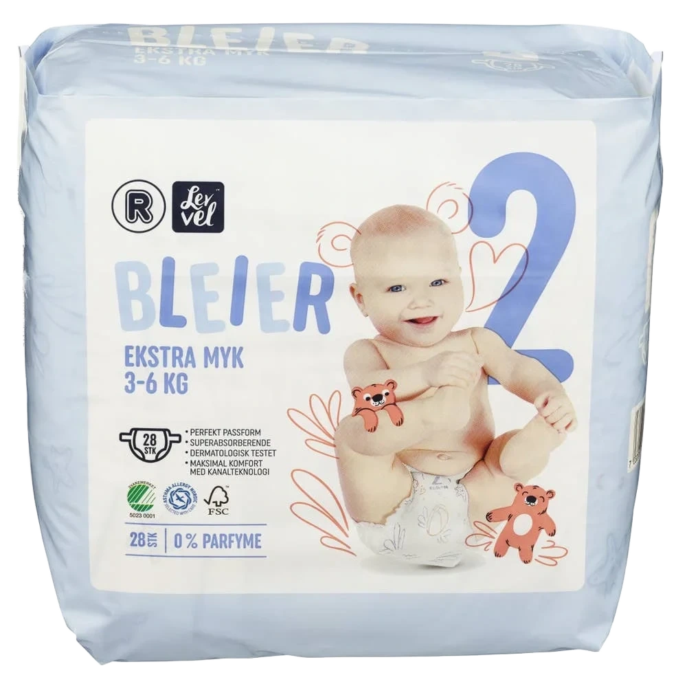 Lev Vel bleier mini Kombiner opptil 4 varer med rabatt, Str. 2, 3-6kg, 28 stk