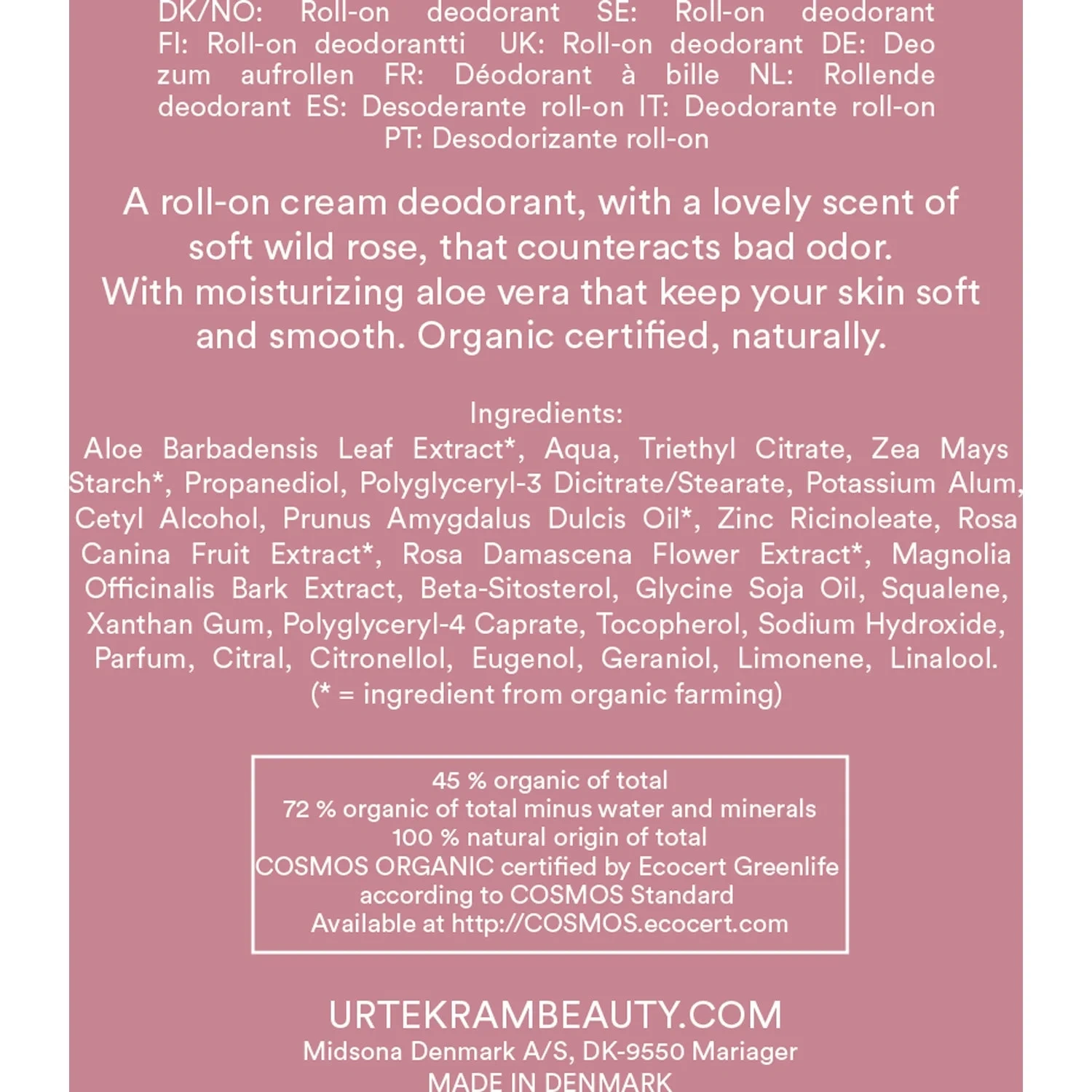 Urtekram Dare to Dream Cream Deo Soft Wild Rose